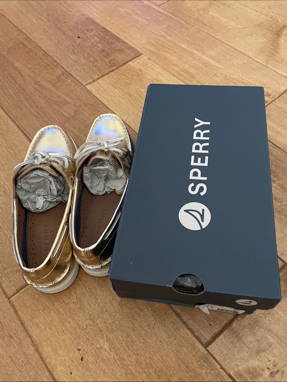 Sperry Metallic Gold Boat Shoes - Picture 6 of 7